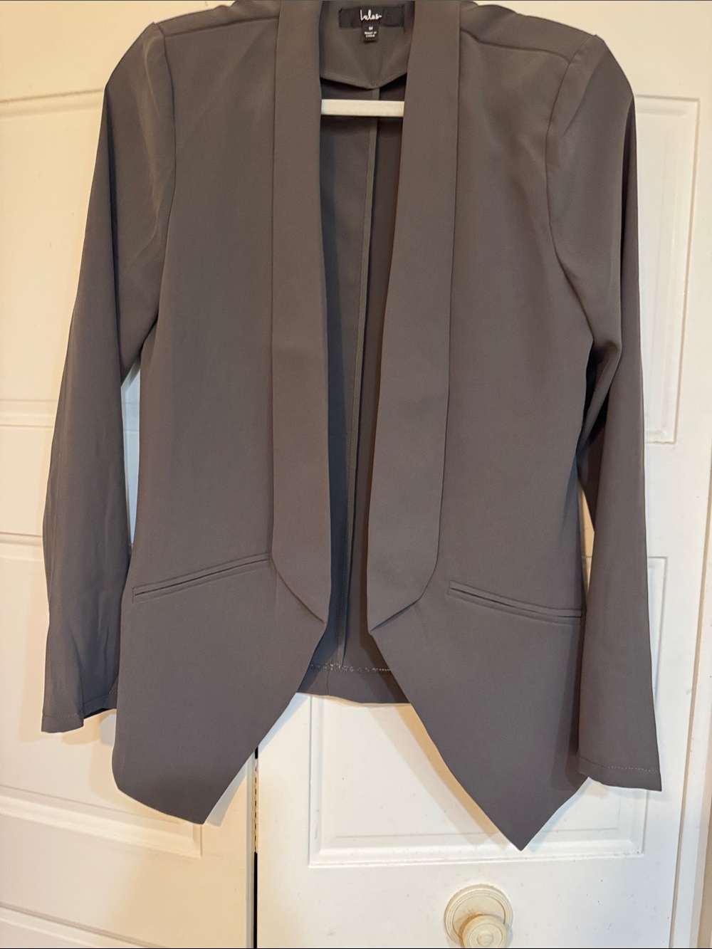 Lulu's Taupe Grayish Open-Front Draped Blazer